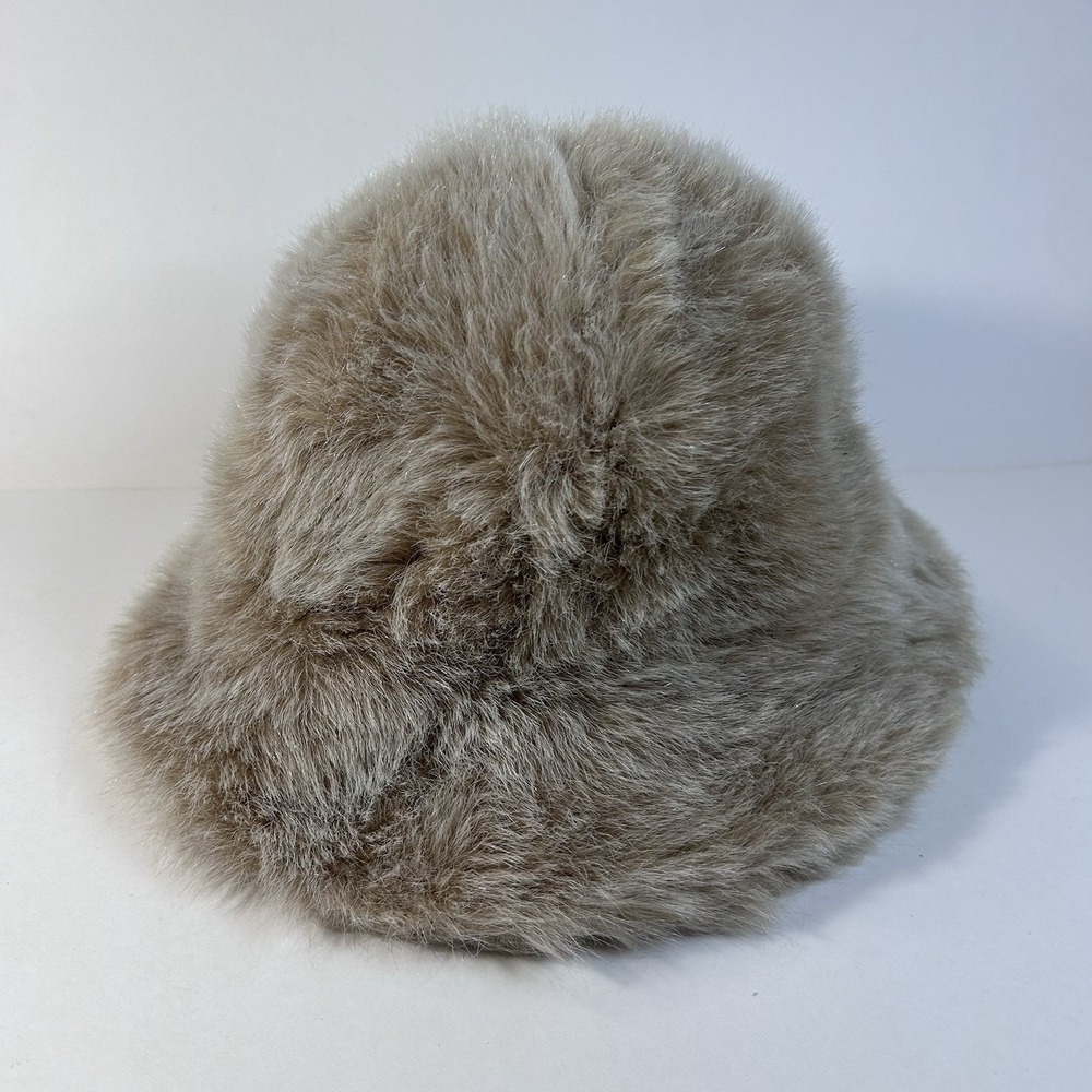 Betmar New York Vintage Faux Fur Cloche‎ Hat Beige 60s 70s Union Made USA